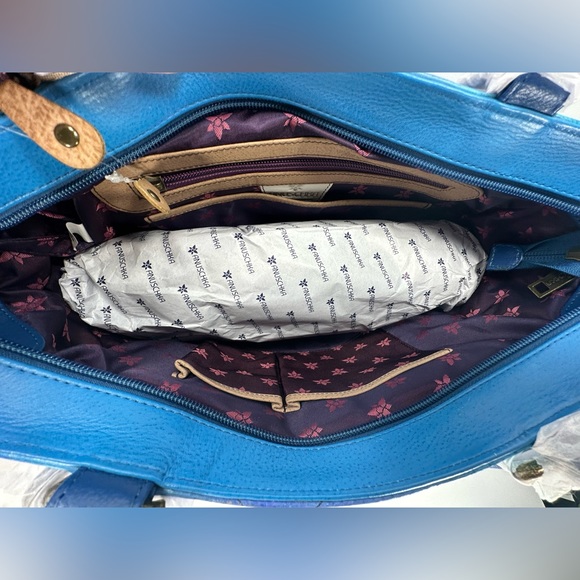 NEW - Anuschka Hand Painted Large Multi Compartment Tote Bag - Blue Peac… - Picture 7 of 11